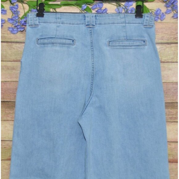 JBD Just Black Denim Ladies 30 Patch Pocket Light Wash Wide Leg Jeans High Rise - Picture 6 of 11